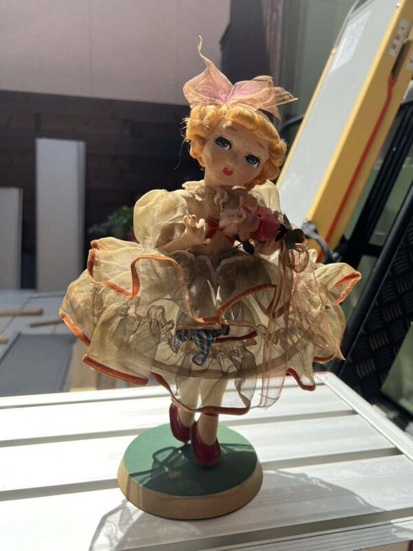 アンティーク 昭和レトロ フィギュア 西洋人形 アンティークドール 置物 女の子 リボン人形　スキヨリボン　人形　当時物