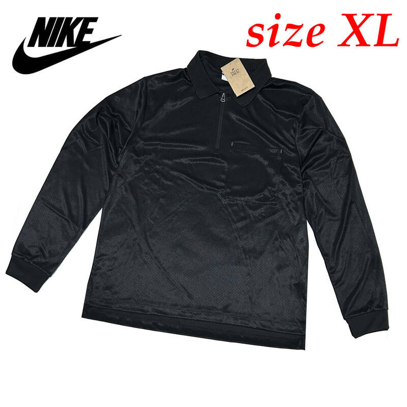 新品 XLサイズ ナイキ テックパック 1/2ジップ 長袖 ポロシャツ ブラック Tech Pack ドライフィット ポロ シャツ メッシュ FB7382-010 黒