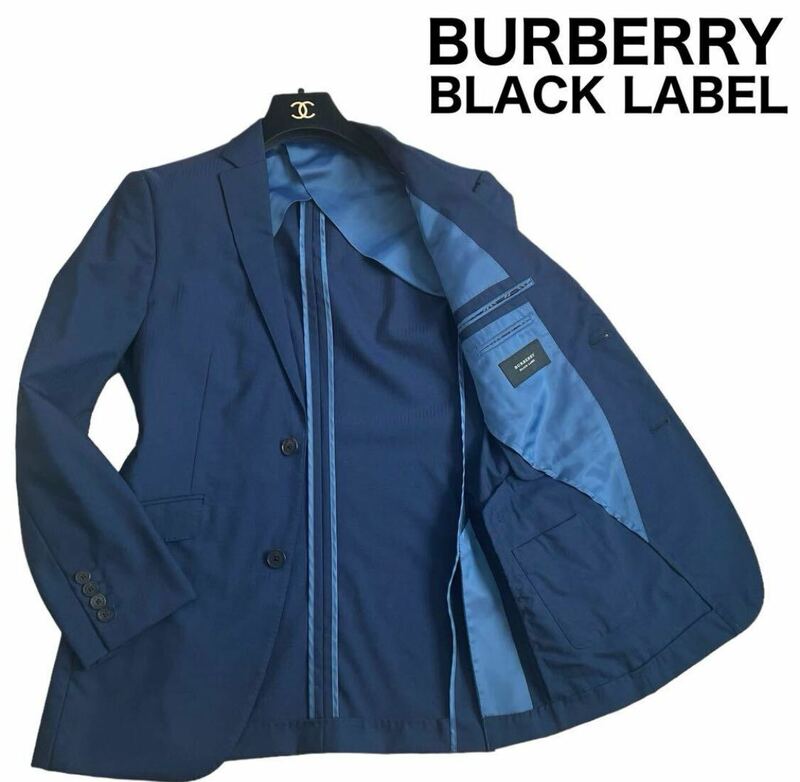 美品 BURBERRY BLACK LABEL バーバリーブラックレーベル テーラードジャケット 2B ネイビー ブレザー Mサイズ 日本製 シャドーストライプ