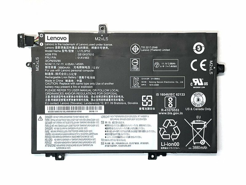 Lenovo ThinkPad L580/L590 中古純正バッテリー 11.10V-4.05Ah/45Wh L17M3P52/01AC463 YJ2040