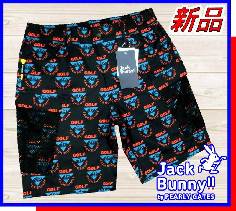 【国内正規品】65%OFF◆JackBunnyジャックバニーゴルフショートパンツ◆定価:16,500円◆マウンテンロゴ柄M/4半パン半ズボン