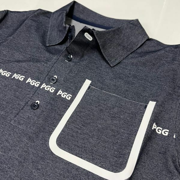 【新品・正規品】「 P G G 」 by PEARLY GATES パーリーゲイツ ／メンズ 半袖 ポロシャツ デニムライク GY《サイズ5》