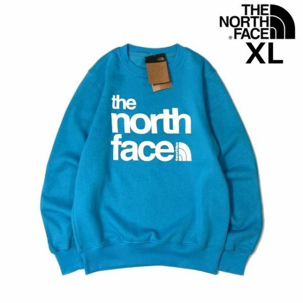 売切り【正規新品】THE NORTH FACE COORDINATES CREW トレーナー スウェット US限定 裏起毛 立体ロゴ グラフィック(XL)青 181130-33