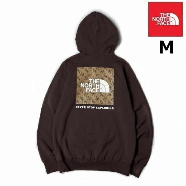 売切り【正規新品】THE NORTH FACE BOX NSE PULLOVER HOODIE パーカー US限定 ボックスロゴ 裏起毛 グラフィック(M)茶 181130-30