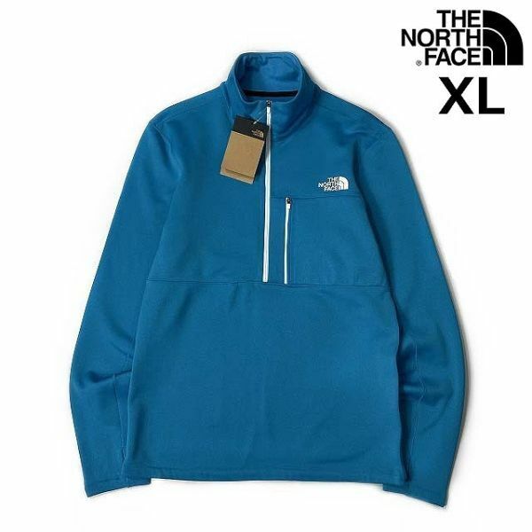 売切り【正規新品】THE NORTH FACE◆TAGEN 1/4 ZIP FLEECE フリース US限定 裏起毛 ハーフドームロゴ 男女兼用(XL)青 水色 180915-25