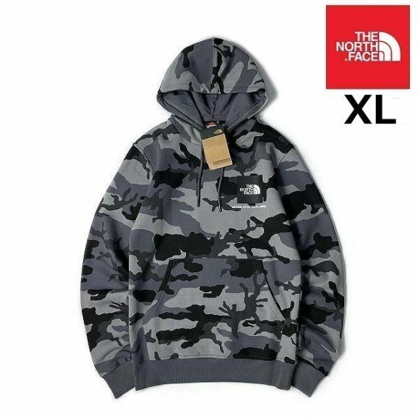 売切り【正規新品】THE NORTH FACE◆SMALL BOX HOODIE パーカー US限定 ボックスロゴ キャンプ 男女兼用(XL)グレー 迷彩 181130-33