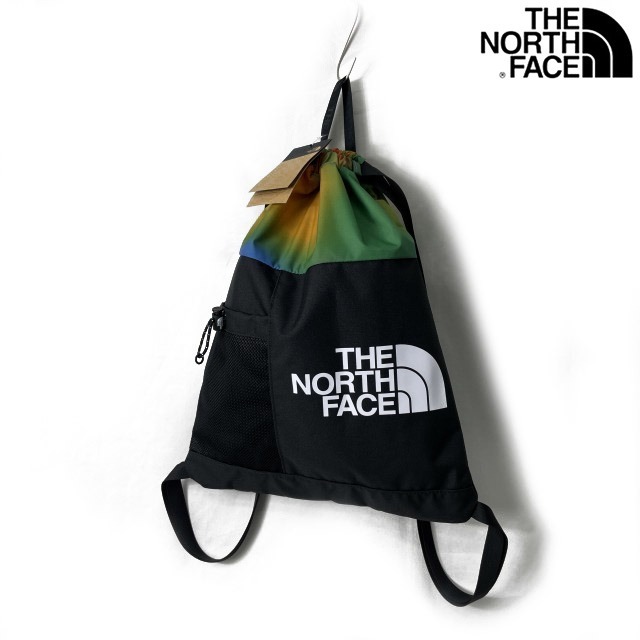 売切り【正規新品】THE NORTH FACE◆BOZER CINCH PACK ナップサック リュック US限定 レインボー 男女兼用(OS)黒 オレンジ 総柄 180626-18