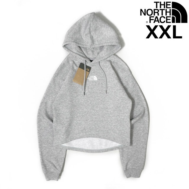 売切り【正規新品】THE NORTH FACE◆W EVOLUTION HI LO HOODIE プルオーバー パーカー US限定 ショート丈 ロゴ刺繍(XXL)グレー 181130-10