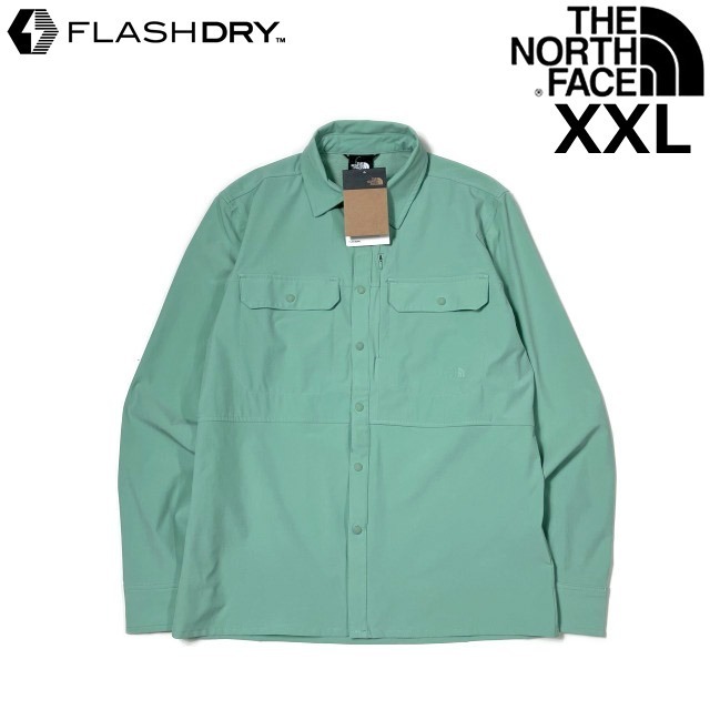 売切り【正規新品】THE NORTH FACE SNIKTAU L/S SUN SHIRT 長袖 US限定 速乾 胸ポケット ストレッチ アウトドア FLASHDRY(XXL)緑 180914-15