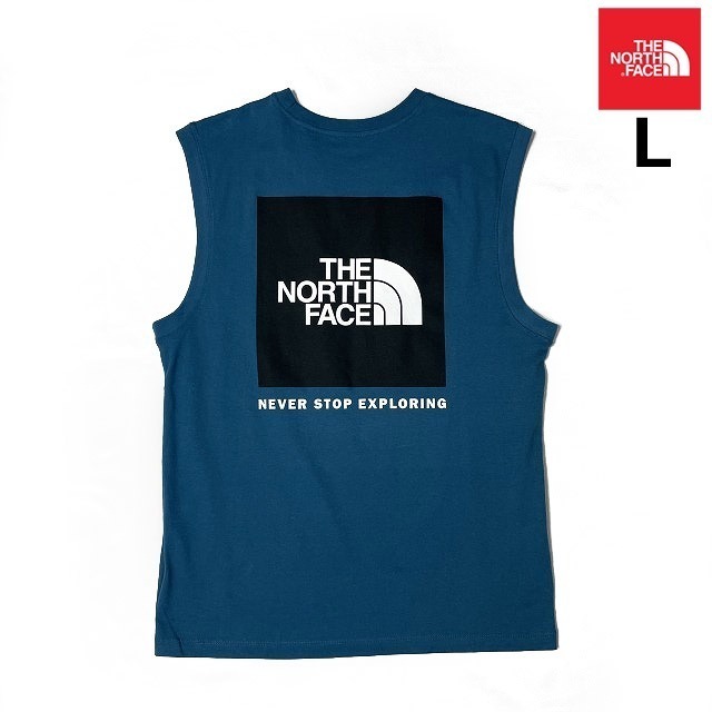 売切り【正規新品】THE NORTH FACE BOX NSE TANK タンクトップ Tシャツ US限定 ボックスロゴ グラフィック コットン(L)青 180903-15