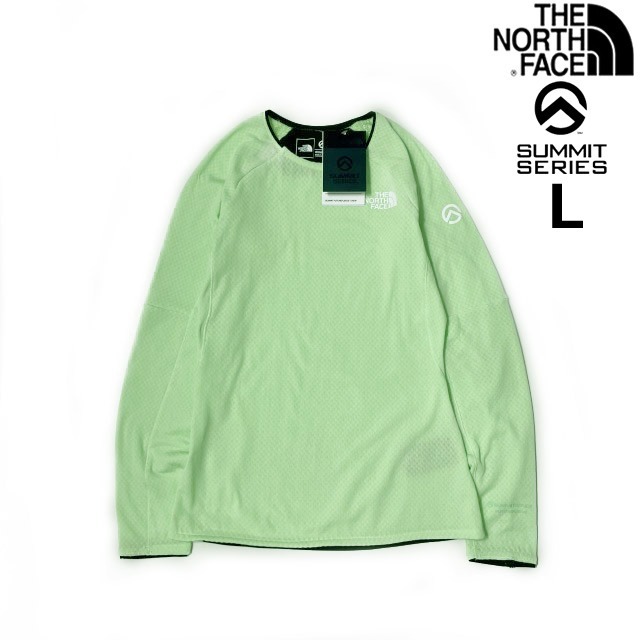 売切り【正規新品】THE NORTH FACE◆W SUMMIT SERIES FUTUREFLEECE CREW 長袖 Tシャツ ロンT US限定 ストレッチ 男女兼用(L)緑 180902-15