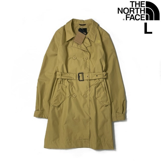 売切り【正規新品】THE NORTH FACE◆W BELTD TRENCH トレンチコート US限定 ロング丈 ハーフドームロゴ 軽量(L)茶 ベージュ 180915-15