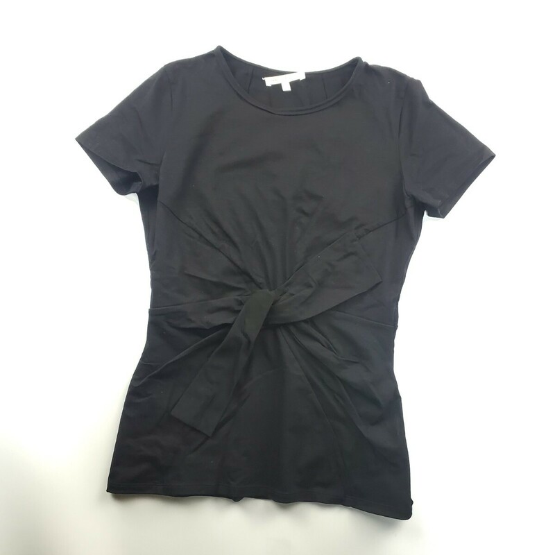 ＊a 【洗練されたデザイン】 ポールカ PAULE KA ギャザー Tシャツ 半袖 Sサイズ 婦人服 レディース トップス 黒 ブラック