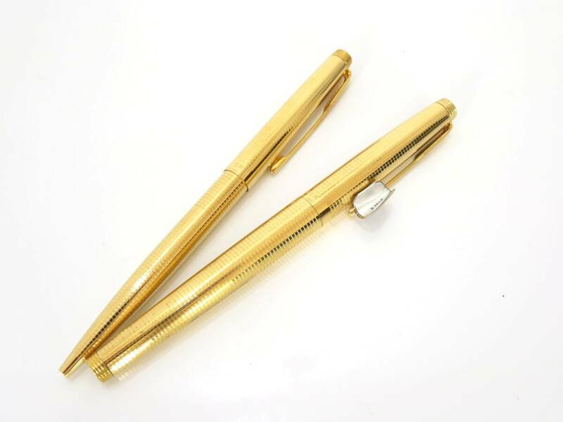 1円 美品 パーカー ゴールドカラー ボールペン 万年筆 セット BV218