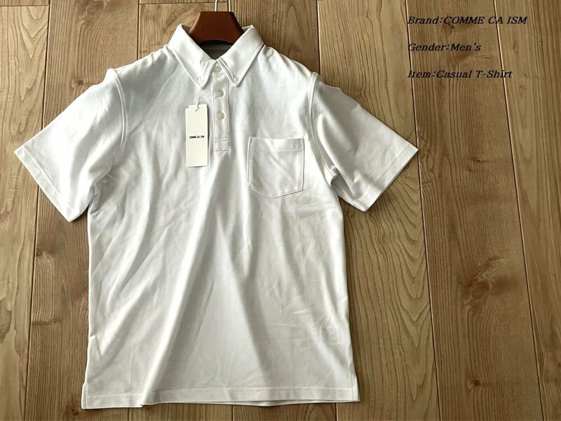 新品訳有り COMME CA ISM MEN コムサイズム 吸水速乾 カノコ 半袖ポロシャツ 01ホワイト Lサイズ 69CC10 定価3,900円