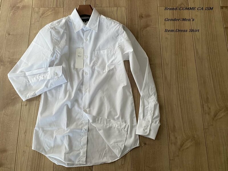 新品訳有り COMME CA ISM コムサイズム メン ブロードロングスリーブシャツ 01ホワイト Sサイズ 10HA03 定価4,900円