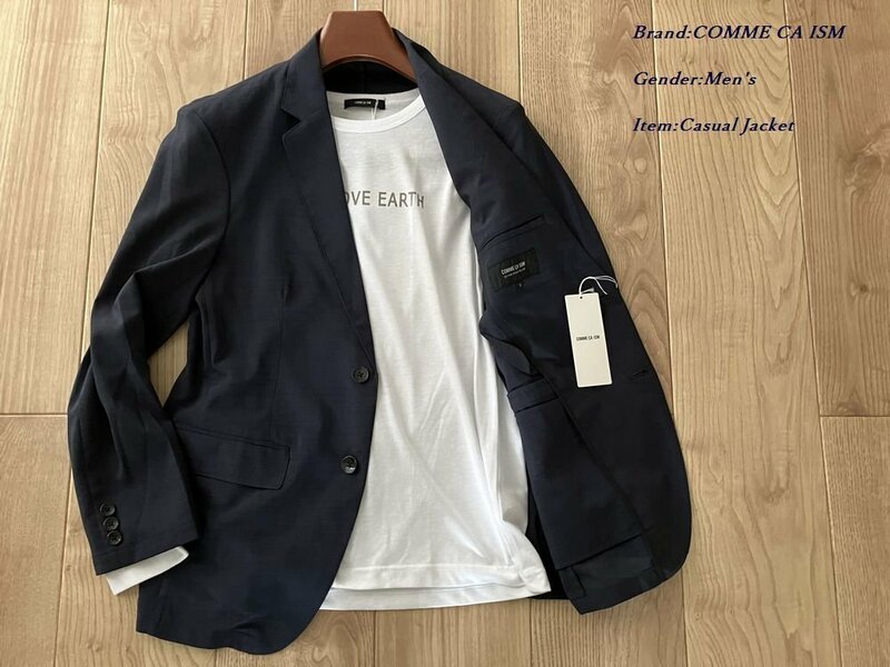 新品 COMME CA ISM コムサイズム 洗える リネンライク ジャケット 05ブラック Lサイズ 25JC15 定価12,000円