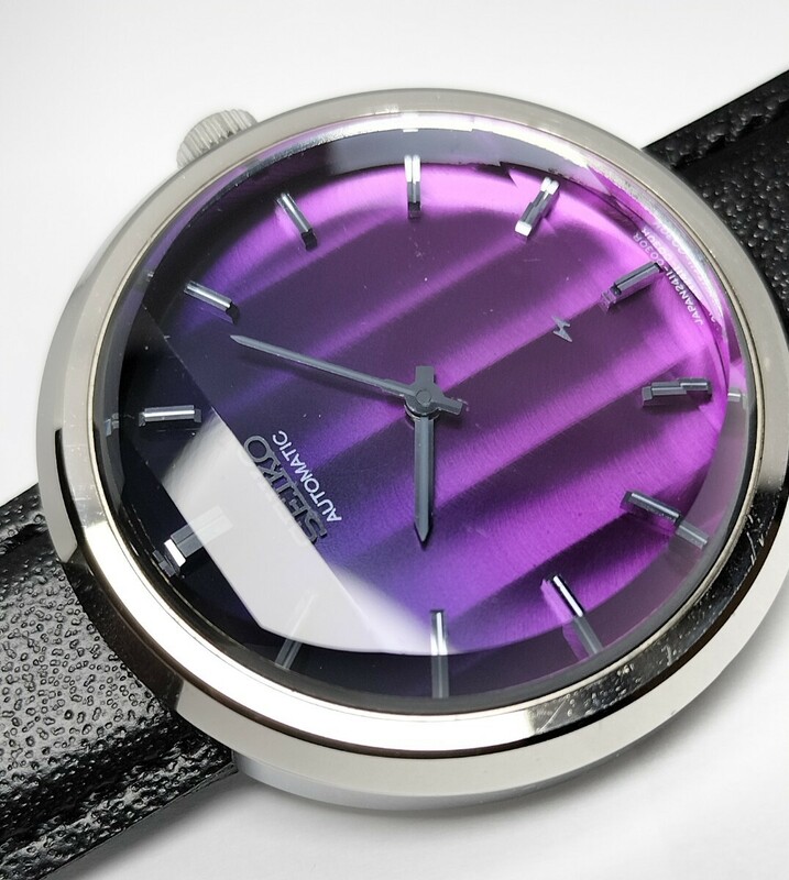 唯一無二です！　セイコー　シャリオ　自動巻き腕時計　美しいパープル文字盤　色付きカットガラス