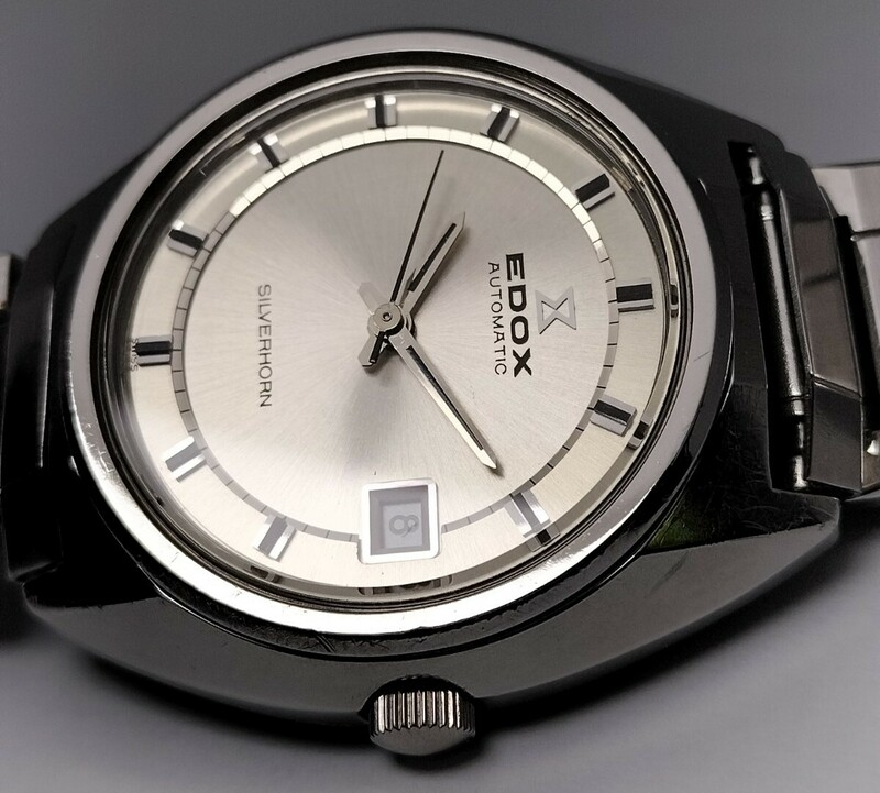 紳士用　エドックス　自動巻き腕時計　1970年代製　純正ブレスレット　メンテナンス済　クリスタルガラス交換済