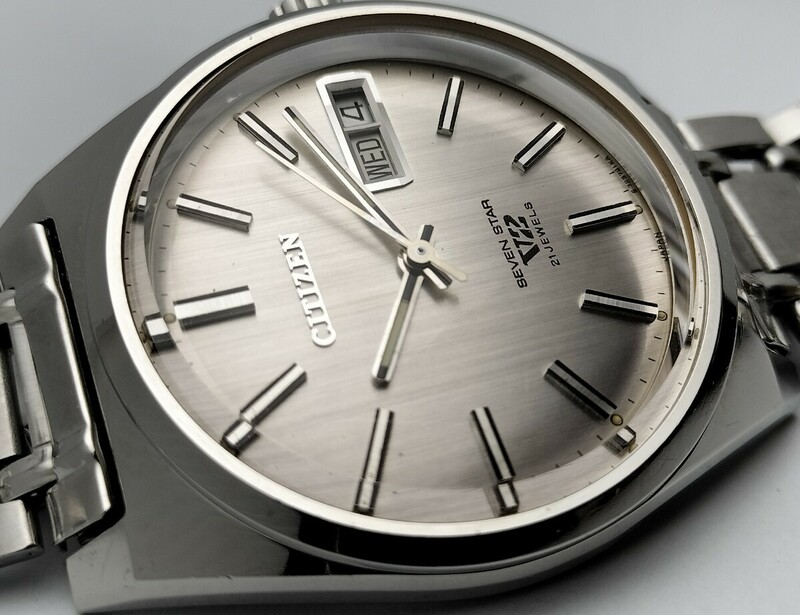 紳士用　シチズン　セブンスター　V2　自動巻き腕時計　1970年代製　純正ブレスレット　メンテナンス済　新品純正クリスタルガラス交換済