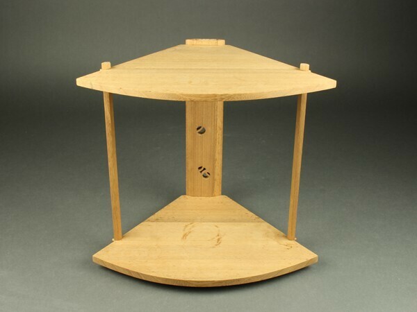【宇】1443 木彫 ツボツボ透かし 扇面棚 茶道具