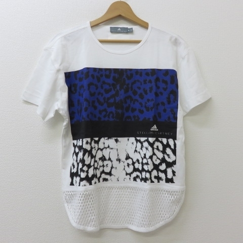 YSS4545★adidas by STELLA McCARTNEY/アディダスバイステラマッカートニー レオパードプリントTシャツ メッシュラウンド裾 Mサイズ★A