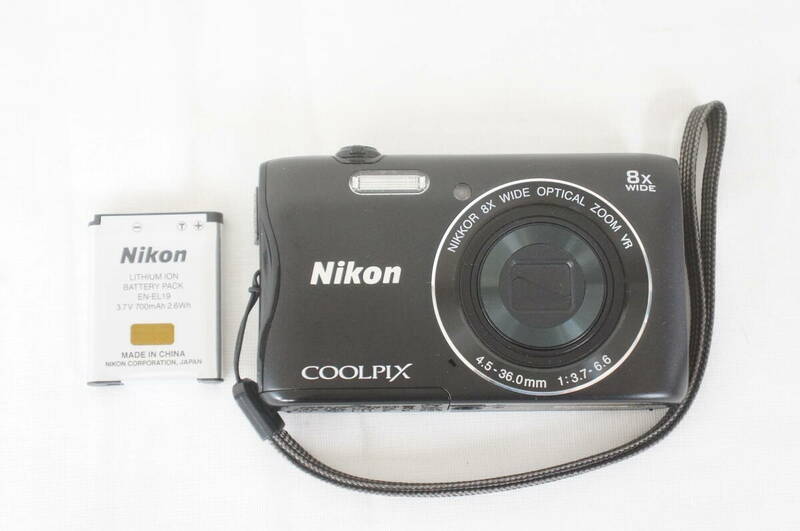 ① Nikon ニコン COOLPIX クールピクス S3700 ブラック コンパクトデジタルカメラ バッテリーのみ付属 6405246011