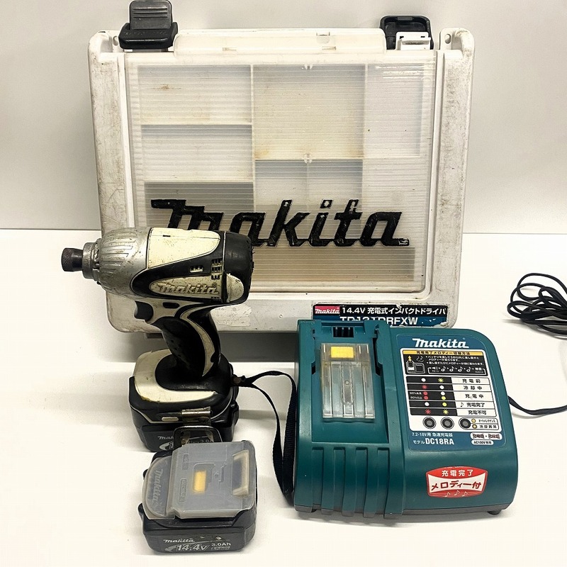 【中古】マキタ 充電式4モードインパクトドライバ TD131DRFXW 14.4V 白 バッテリー２個・充電器・ケースセット