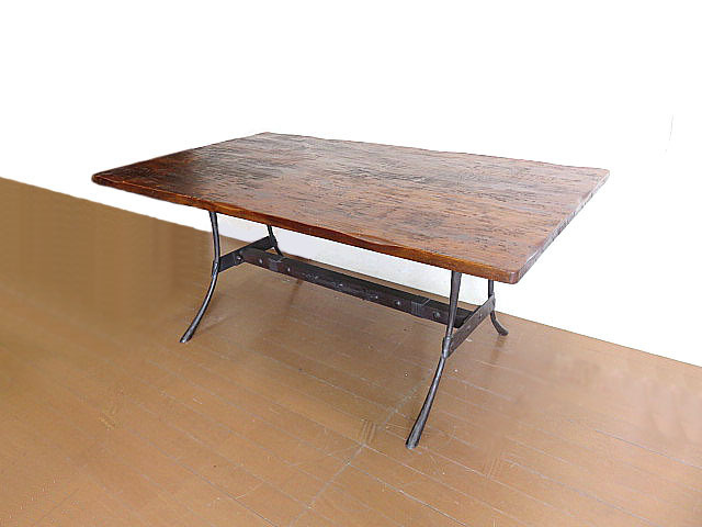 古材×アイアン インダストリアルテーブル W180.5cm　古木無垢材/手打ちアイアン　什器/ヴィンテージ/ハードウッド/ワークテーブル