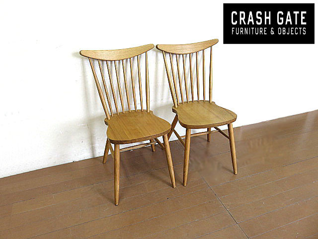 CRASH GATE/クラッシュゲート knot antiques「コール2 チェア」 タモ無垢材ダイニングチェア 2脚セット ナチュラル ウィンザーチェア/椅子