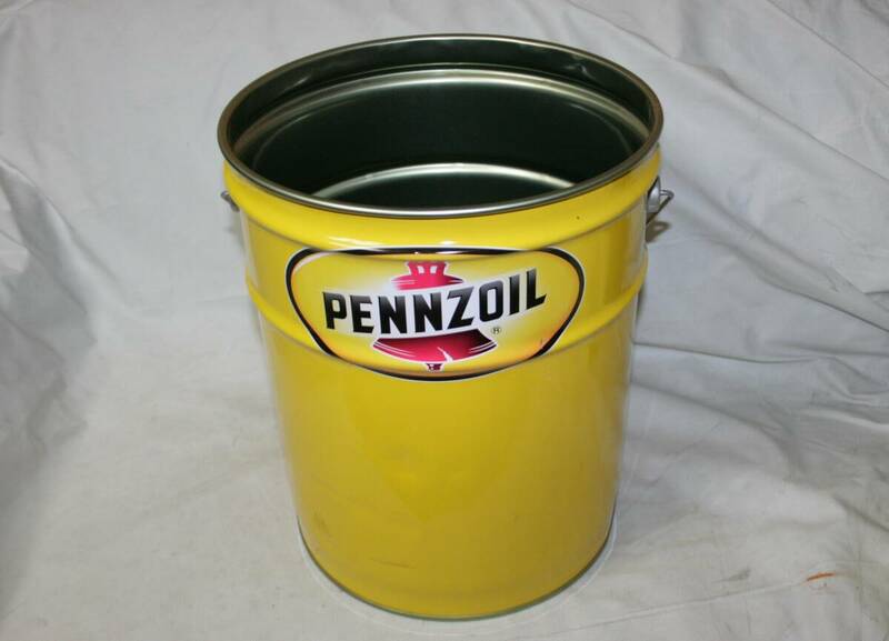 希少黄色ペンズオイル空きペール缶 内側洗浄済　PENNZOIL　椅子インテリアなどに 空きオイル缶　２０L缶　ペンゾイル 