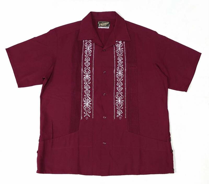 ESTRELLA STANDARD GUAYABERA キューバシャツ 40 バーガンディー メキシカンシャツ