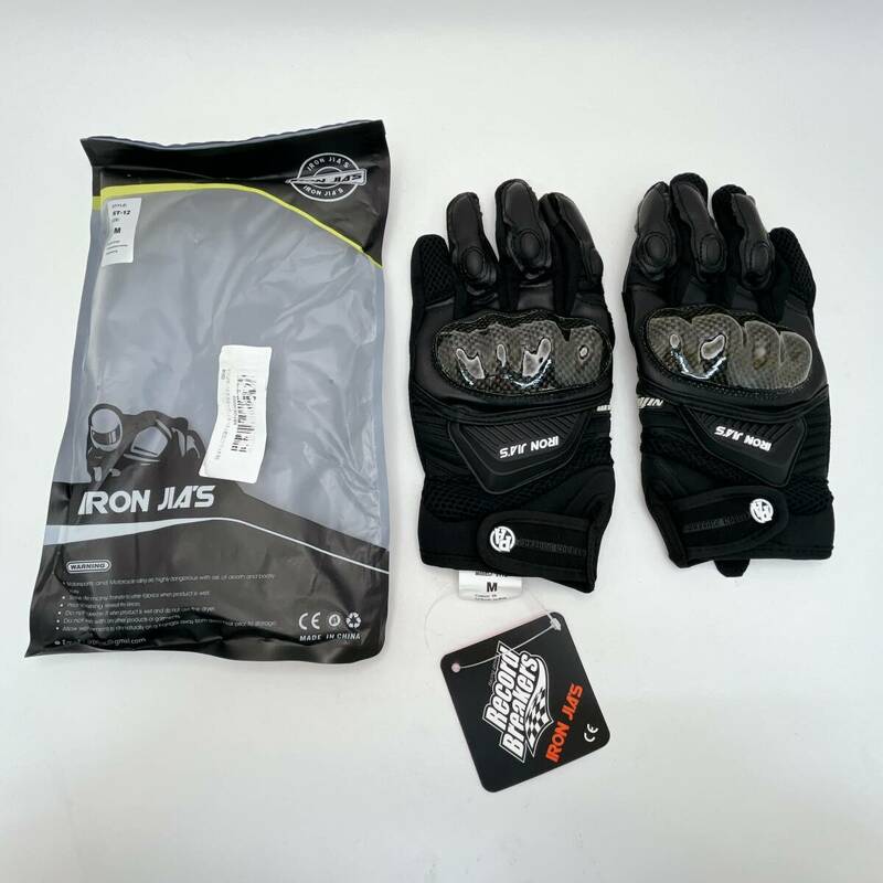 IRON JIA'S バイクグローブ オートバイ 手袋 ST-12 M ブラック (OI0593)