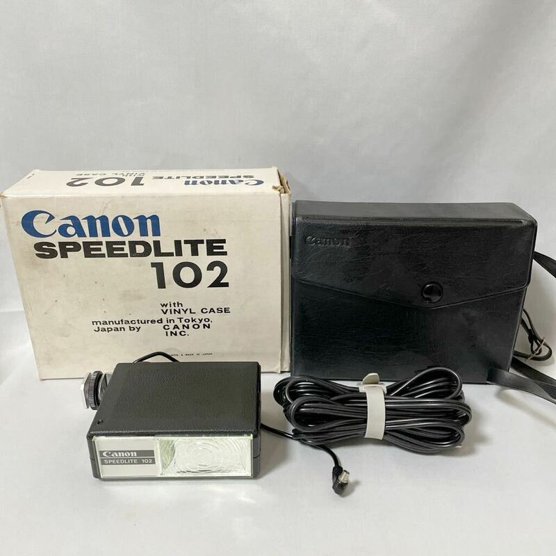 レトロ Canon SPEEDLITE 102 with VINYL CASE カメラフラッシュ 保管品