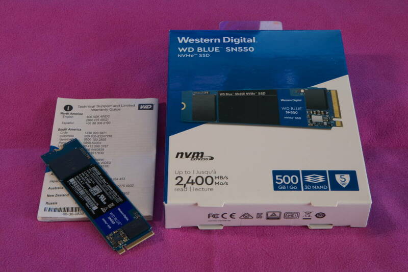 ウエスタンデジタル Western Digital SSD M2 2280 500GB 「WD Blue SN550 NVMe WDS500G2B0C」 中古動作品