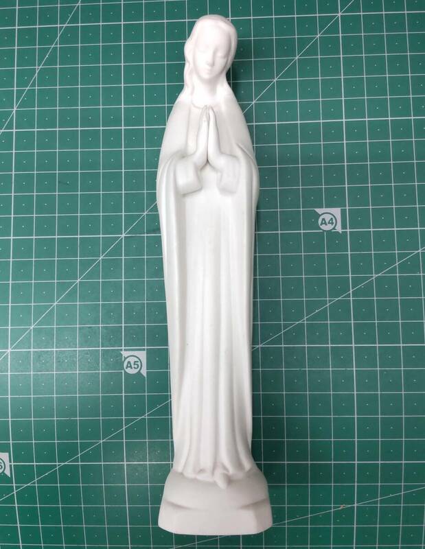 アンティーク　マリア像 聖母マリア 置物 彫刻　陶器 インテリア オブジェ　キリスト教 イエス・キリスト　約20cm●H3726