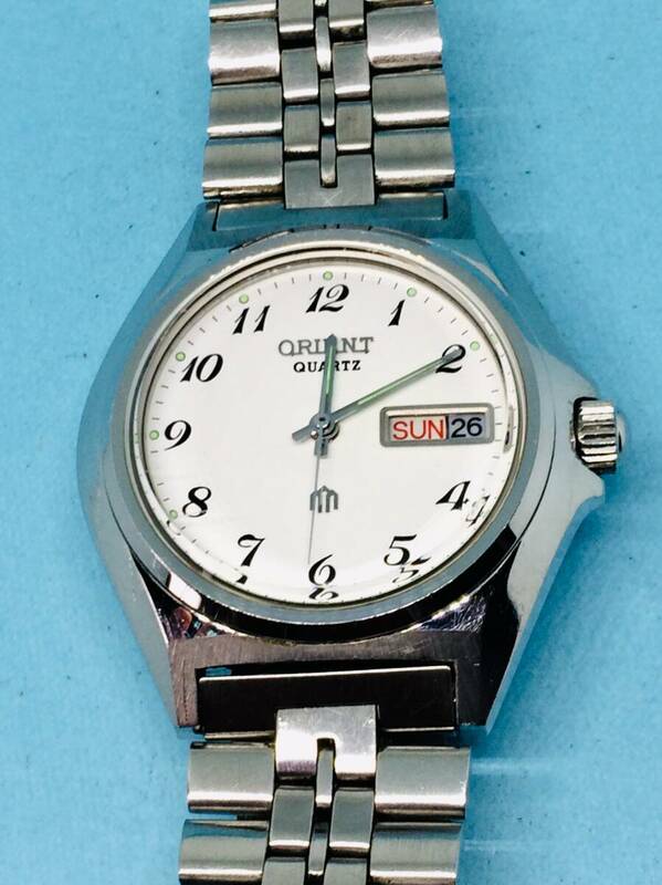 (G55)オリエント・コレクション(*'▽')オリエントクォーツ・ディディト（電池交換済み）シルバー・メンズ腕時計USED（送料全国一律185円）