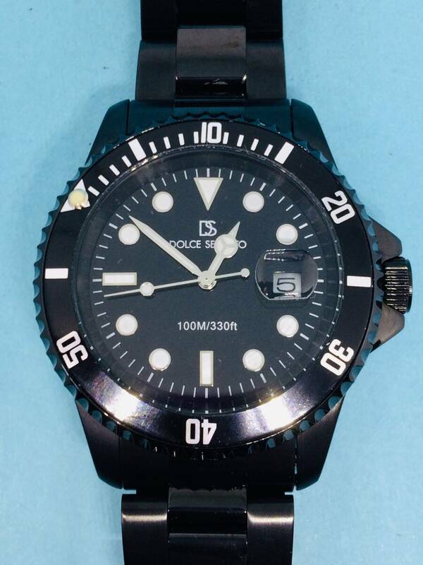 (G11))ダイバーズ(*'▽')ドルチェ・セグレート（電池交換済み）ブラック・メンズ腕時計USED（送料全国一律185円）素敵な時計です。