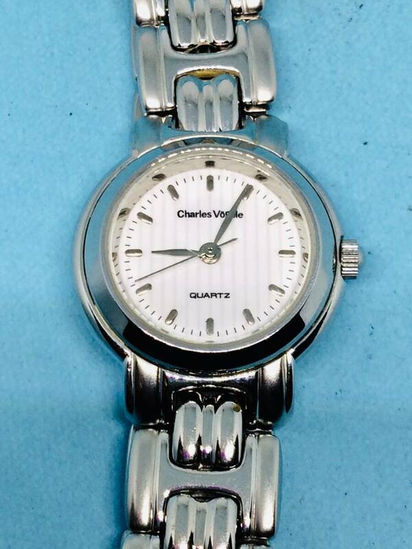 (G25)おしゃれな(*'▽')シャルルホーゲル（電池交換済み）シルバー・レディス腕時計USED（送料全国一律185円）素敵な時計です。