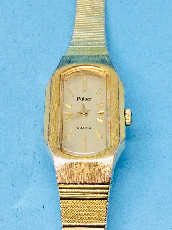 (G47)気品の時計(*'▽')セイコー・パルサー（電池交換済み）ゴールド・レディス腕時計USED（送料全国一律185円）しゃれた時計です。