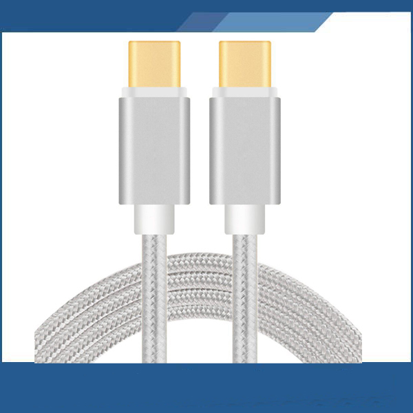 (P2)Type-C to Type-C ケーブル 銀 急速充電(QC3.0)対応 10Gbps USB3.1規格