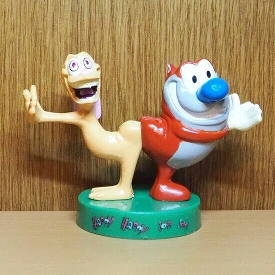 レンアンドスティンピー　フィギュア　台付き　２人　1993　レンスピ　ニコロデオン　Ren&Stimpy　アメトイ　レン＆スティンピー