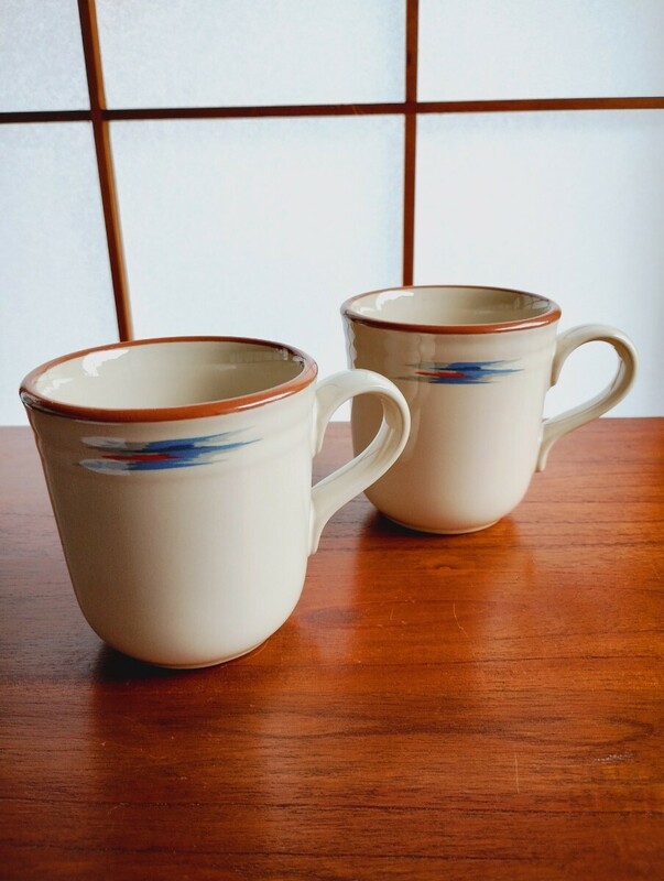 未使用 ヴィンテージ ノリタケ Noritake マグカップ STONEWARE ストーンウェア 日本製 コーヒーカップ RAINDANCE 昭和レトロ インディアン