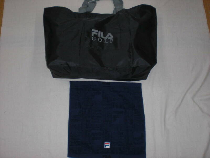 FILA GOLFフィラゴルフ・黒 軽量トートバッグ(L) 未使用品＋おまけフィラ ウォッシュタオル 未使用品