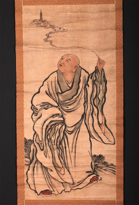 【無盡蔵】【模写】 〈仏画〉明清時期 中国古美術 羅漢の図 巨大幅