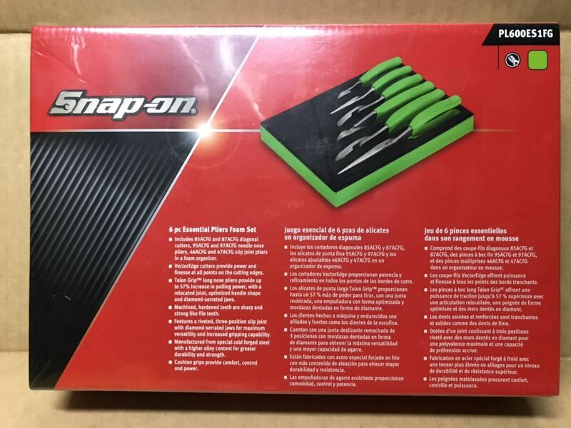 Snap-on スナップオン PL600ES1FG エッセンシャルプライヤーキット　フォーム付き　グリーン