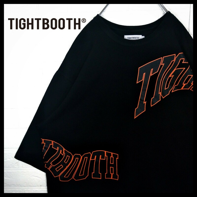 【TIGHTBOOTH】アシッドロゴ　ビッグシルエット　7分袖　Tシャツ　黒