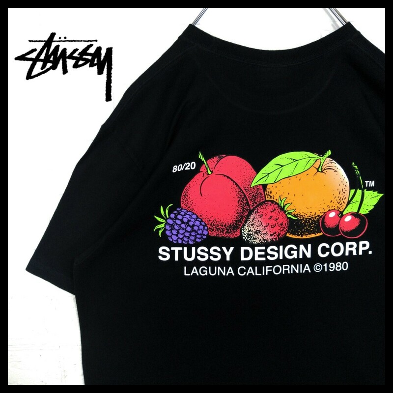 【STUSSY】フルーツデザイン　ビッグシルエット　Tシャツ　黒