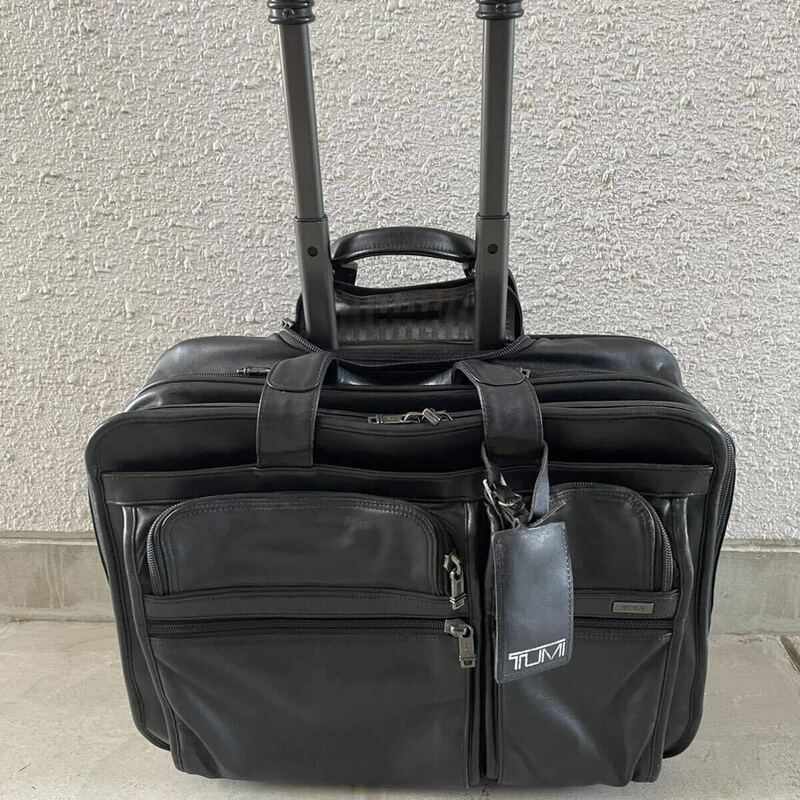 極希少 美品 ●TUMI トゥミ キャリーケース【オールレザー】ビジネスバッグ スーツケース エクスパンダブル 黒 ブラック 2輪 出張 旅行鞄