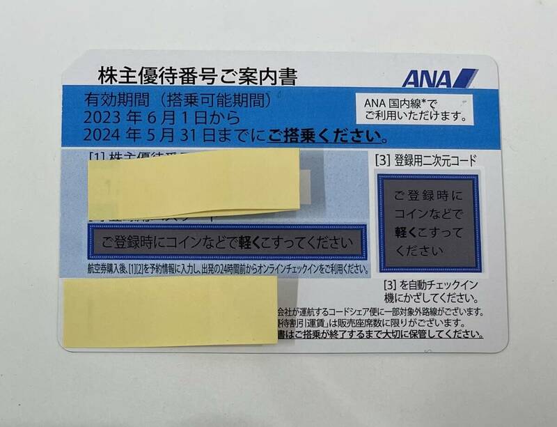 ANA 株主優待券 全日空 有効期限 2024年5月31日 優待券 1枚 飛行機 国内線 